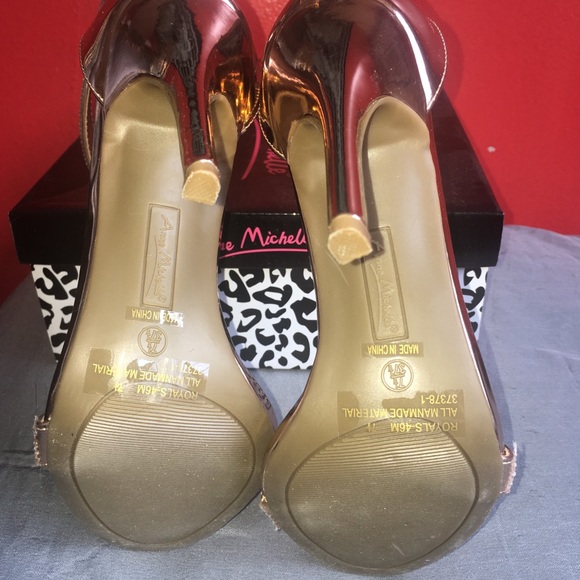 Charlotte Russe Rhinestoned Rose Gold Heels - Picture 5 of 6